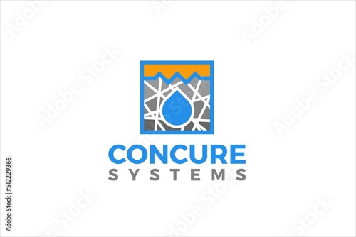Concrete slump test system logo design water waterproof layer raindrop icon