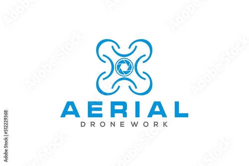 Aerial drone logo design FPV technology quadcopter videography photography UAV media