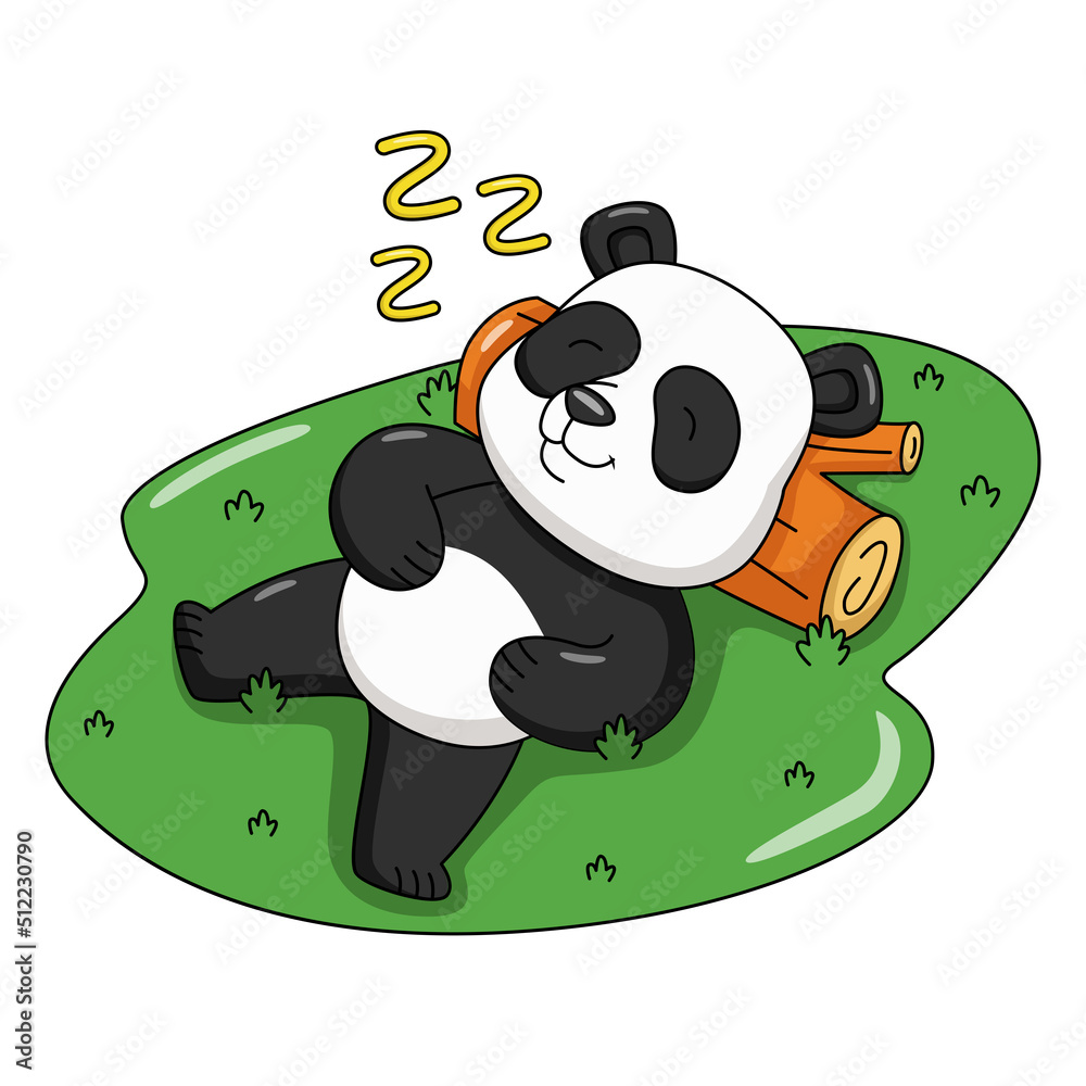 Cartoon illustration of a cute panda sleeping Stock Vector Adobe Stock
