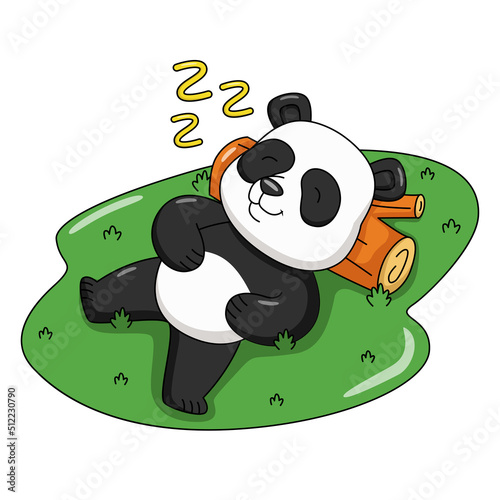 Cartoon illustration of a cute panda sleeping