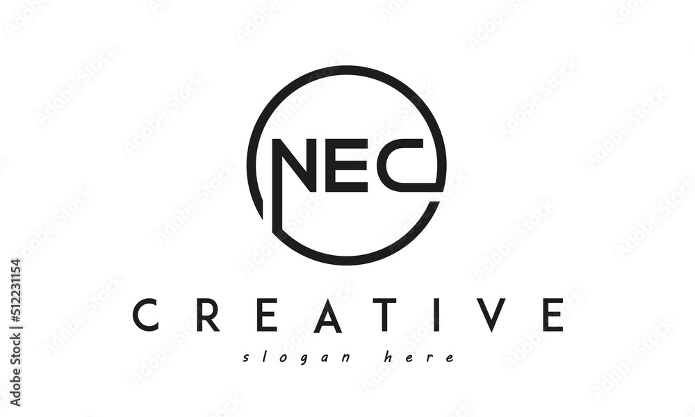 initial NEC three letter logo circle black design initial NEC three letter logo circle black design