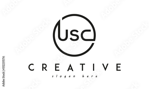 initial USC three letter logo circle black design photo