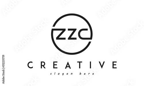 initial ZZC three letter logo circle black design