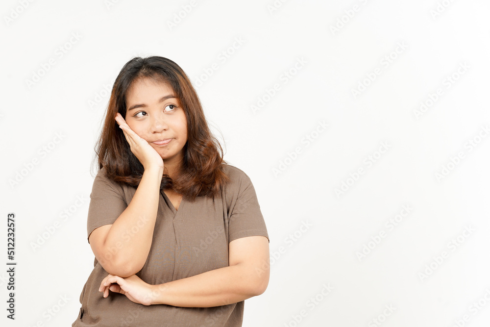 Thinking gesture of Beautiful Asian Woman Isolated On White Background Thinking gesture of Beautiful Asian Woman Isolated On White Background