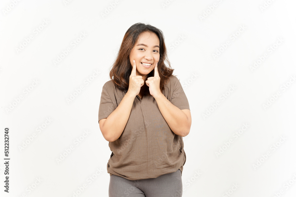 Smiling and looking to camera of Beautiful Asian Woman Isolated On White Background Smiling and looking to camera of Beautiful Asian Woman Isolated On White Background