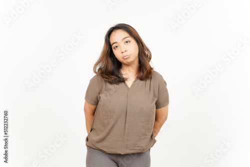 Angry bad mood expression of Beautiful Asian Woman Isolated On White Background