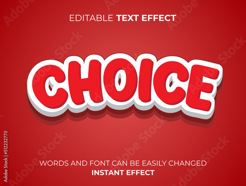 red choice text effect template