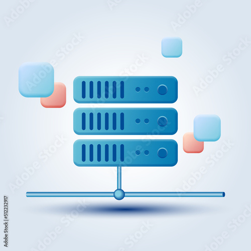 Database, web server, file storage cartoon style vector concept illustration