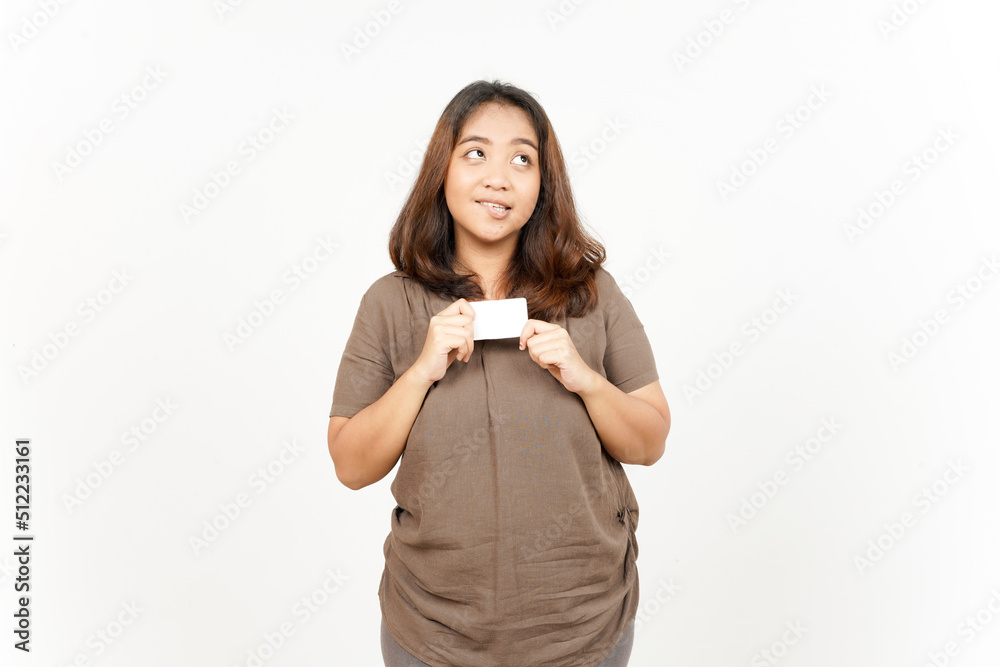 Holding Blank Bank Card Or Credit Card of Beautiful Asian Woman Isolated On White Background Holding Blank Bank Card Or Credit Card of Beautiful Asian Woman Isolated On White Background