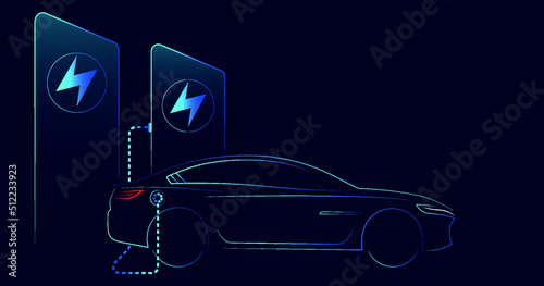 Vector minimalist new energy vehicle charging station poster background