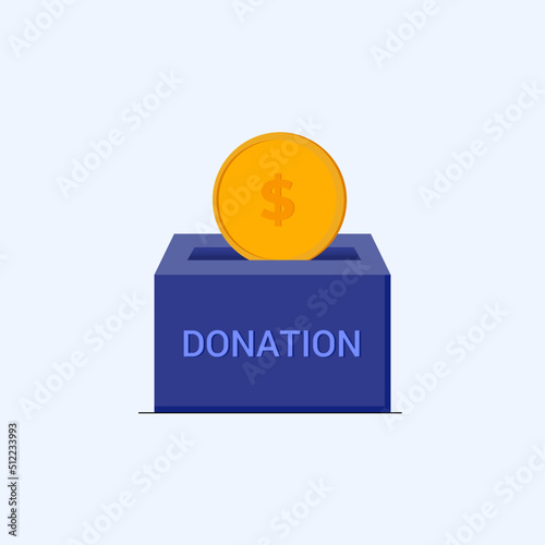 Cash Donation cartoon box flat design
