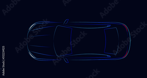 Top view of the vector minimalist car self-driving concept