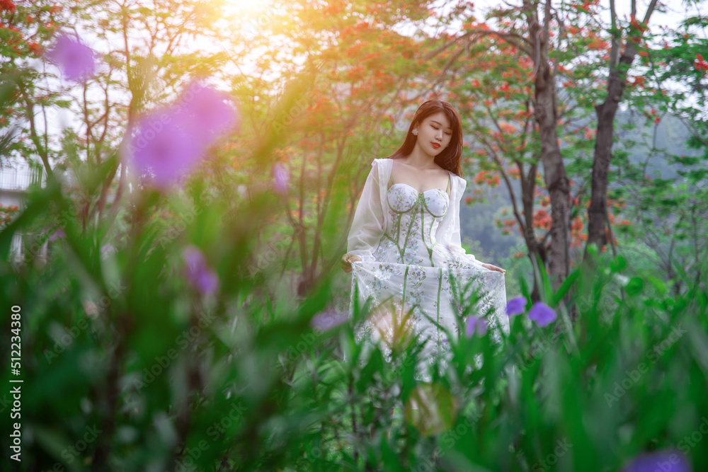 The girl in the green leaves The girl in the green leaves