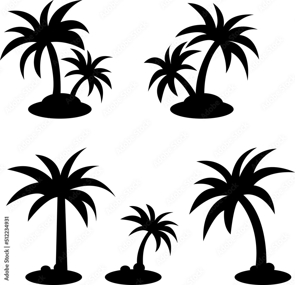 palm tree vector icon set illustration on white background..eps