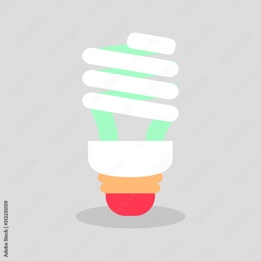 White CFL electric bulb flat illustration White CFL electric bulb flat illustration