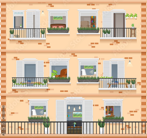 Apartment building with windows