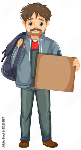 Homeless man cartoon character