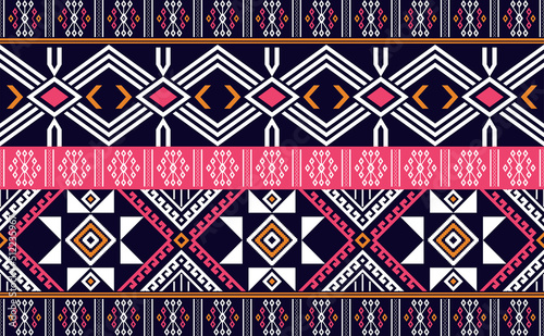 Embroidery pattern vector, Geometric ethnic fashion triangle background, Handcraft textile wallpaper for digital print