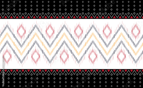 Embroidery pattern vector, Geometric ethnic craft batik background, Zigzag aztec seamless for digital print
