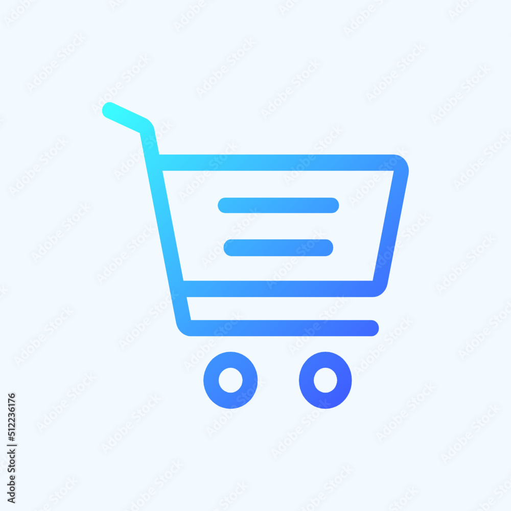 E-commerce shopping trolley flat outline icon design E-commerce shopping trolley flat outline icon design