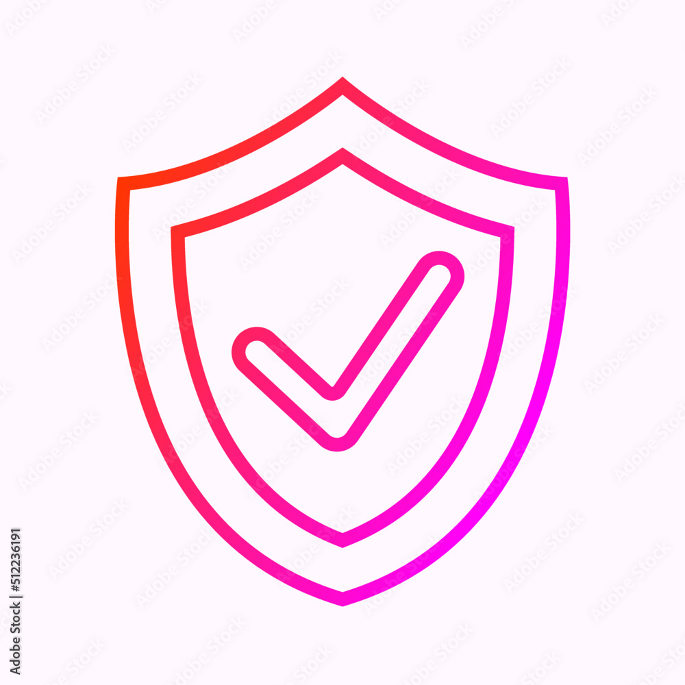 Security shield with checkmark outline flat icon Security shield with checkmark outline flat icon