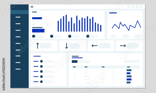 Dashboard ui flat wireframe concept illustration 