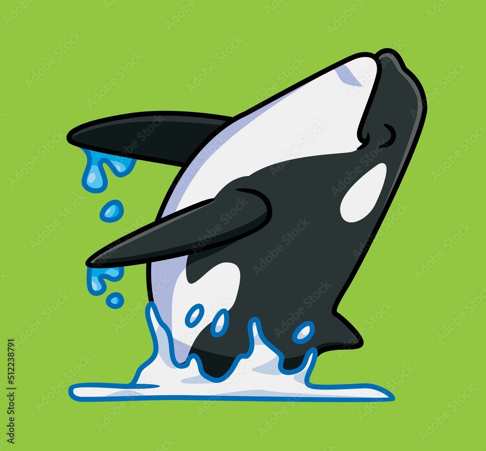 Fototapeta premium cute killer whale happy to jumping. isolated cartoon animal illustration. Flat Style Sticker Icon Design Premium Logo vector. Mascot Character