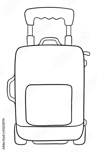 Colorless suitcase ready for vacations and coloring activities, Vector illustration