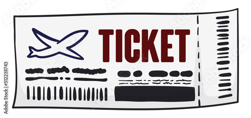 Airline ticket ready to travel in cartoon style, Vector illustration