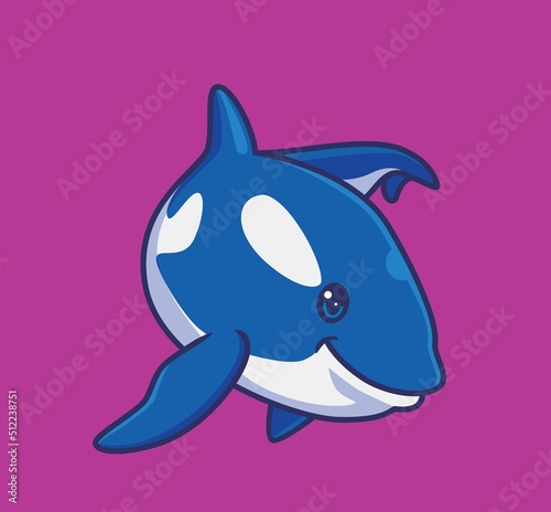 cute killer whale movement. isolated cartoon animal illustration. Flat Style Sticker Icon Design Premium Logo vector. Mascot Character