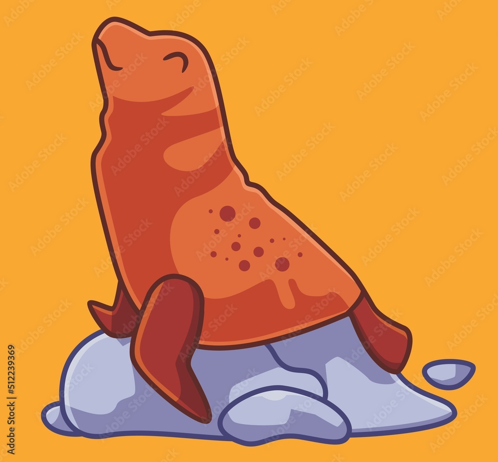 cute seal animal stand on stones. isolated cartoon animal illustration. Flat Style Sticker Icon Design Premium Logo vector. Mascot Character