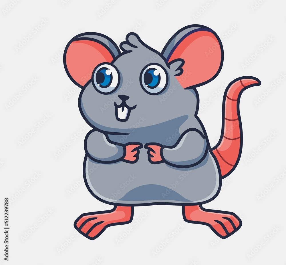 cute cartoon mouse happy. isolated cartoon animal illustration vector