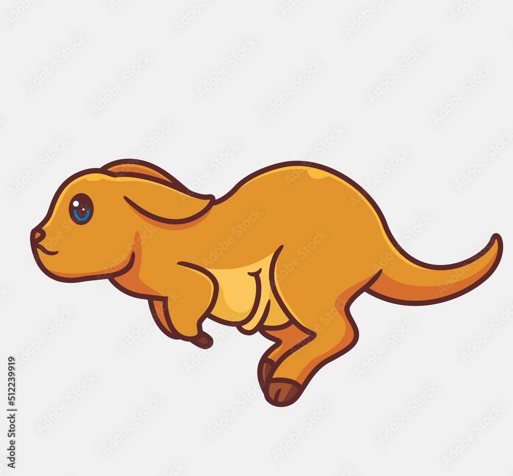 cute cartoon kangaroo running. isolated cartoon animal illustration vector