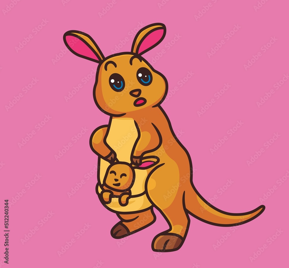 Fototapeta premium cute cartoon kangaroo family. isolated cartoon animal illustration vector