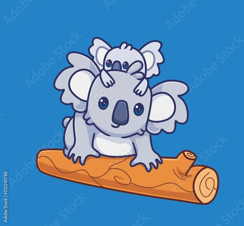 cute cartoon koala crawling. isolated cartoon animal illustration vector