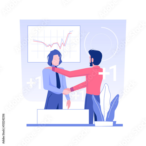 Getting supervising position isolated concept vector illustration. Boss congratulates employee on promotion, HR management, human resources, headhunting agency, pursue career vector concept.
