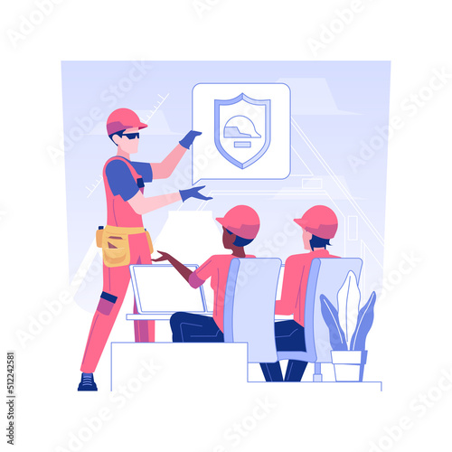 Workplace safety training isolated concept vector illustration. Group of diverse colleagues deals with work safety training, human resources, pursue career, occupational health vector concept.