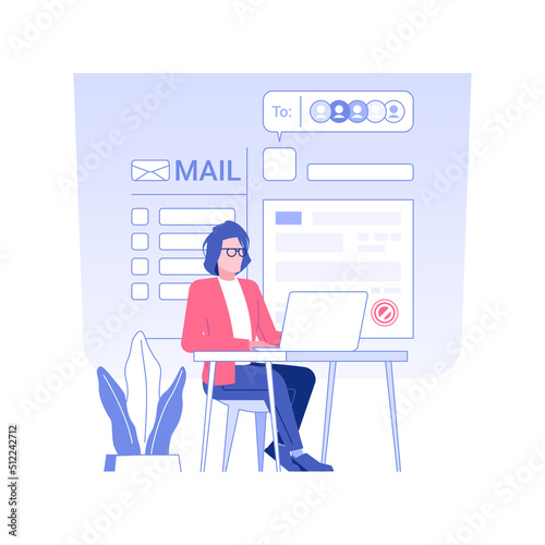 E-mail marketing isolated concept vector illustration. Advertising agency worker creates mailing list, digital marketing, internet advertising, context ads, ad campaign vector concept. © Vector Juice