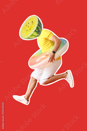 Jumping man with inflatable...