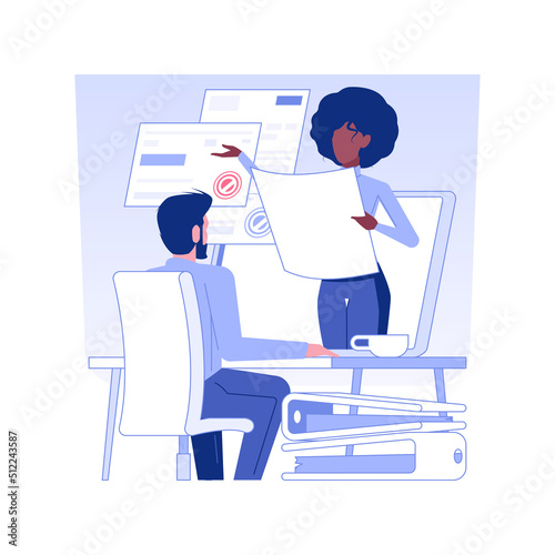Business consultant isolated concept vector illustration. Businessman talking with consultant online with laptop, remote communication, financial advisor, advertising agency vector concept.