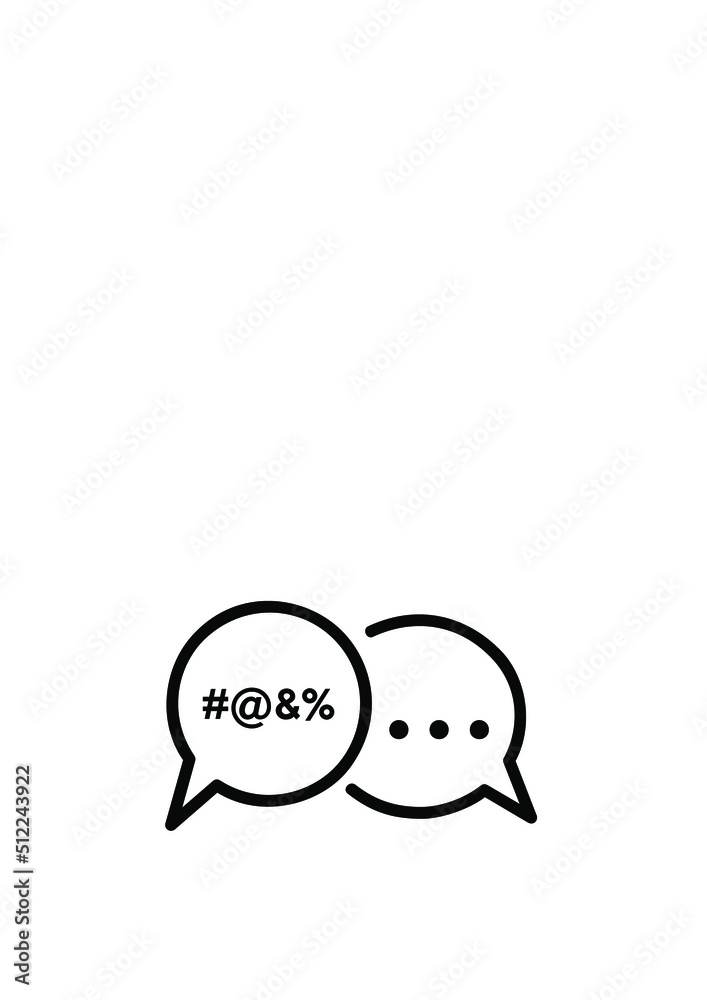 SPEECH BUBBLE WITH INSULT, DRAWING OF A DISCUSSION
