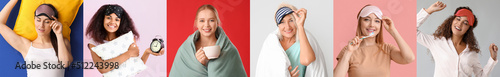 Set of beautiful women in p...
