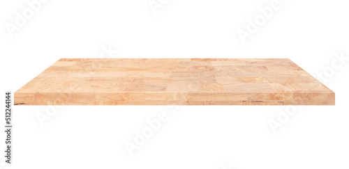 Wooden shelf on isolated white background