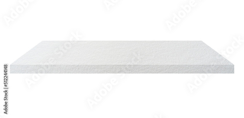 Concrete shelf table isolated on white background and display montage for product.