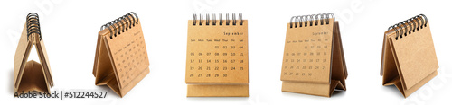 Foto Set of stylish calendar on white background