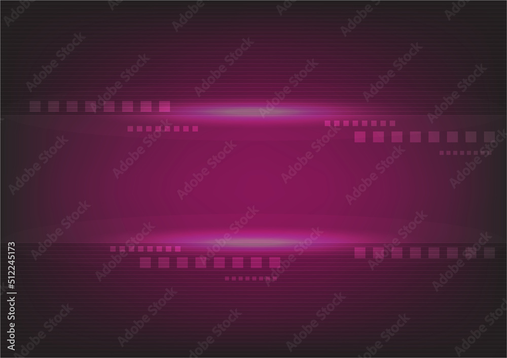 Abstract Background. Pink and Black gradient color with light effect, line and Square element.