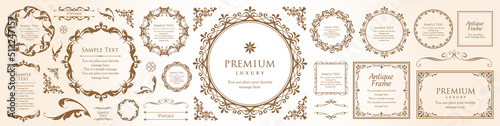 高級感のある　フレームデザイン　テンプレートセット　ラグジュアリー　ゴージャス　ビンテージ　アンティーク