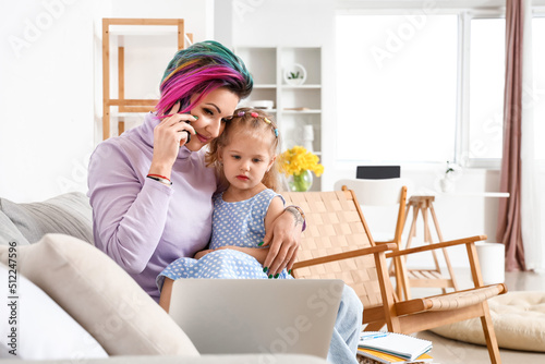 Little girl and her mother ...
