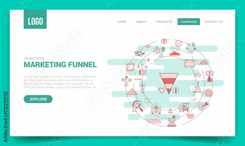 marketing funnel concept with circle icon for website template or landing page homepage