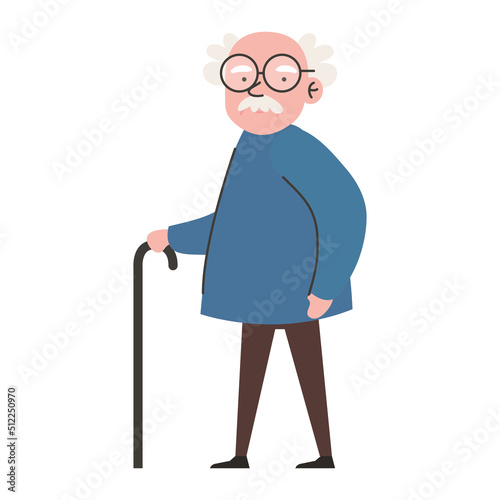 grandfather walking with cane